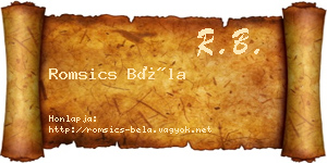 Romsics Béla névjegykártya