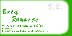 bela romsics business card